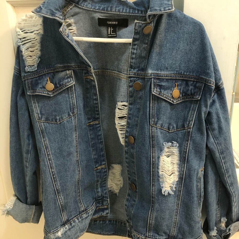 Forever 21 distressed denim jacket